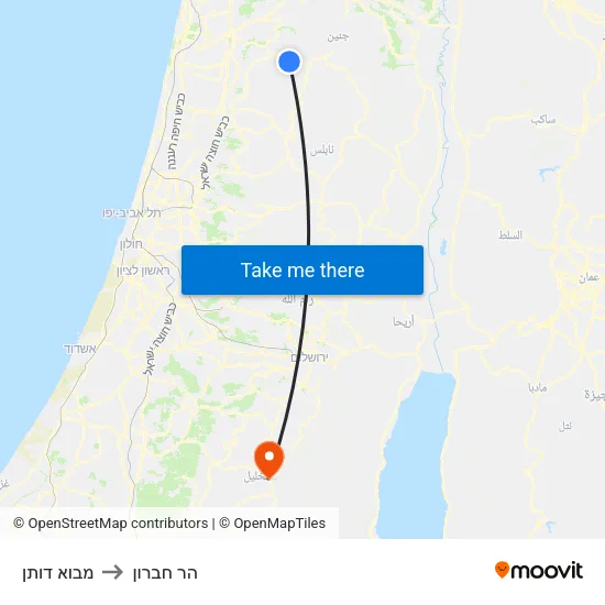 מבוא דותן to הר חברון map