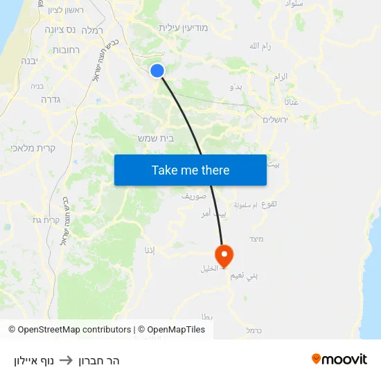 נוף איילון to הר חברון map