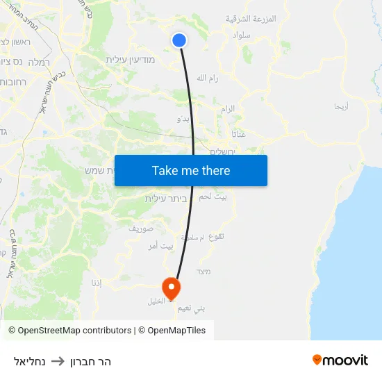 נחליאל to הר חברון map