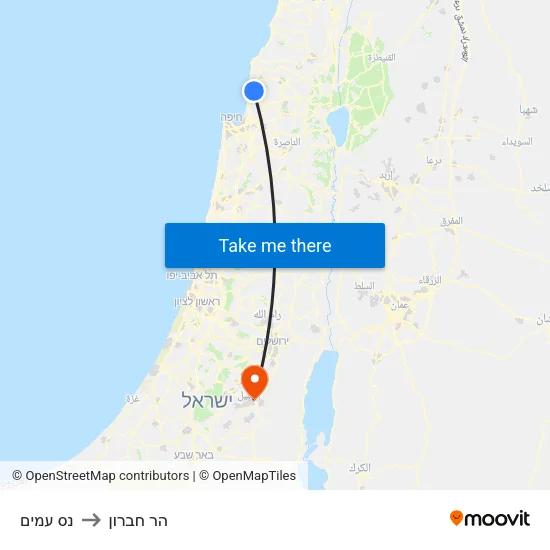 נס עמים to הר חברון map