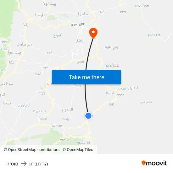 סוסיה to הר חברון map