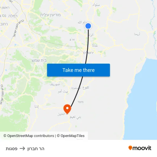פסגות to הר חברון map