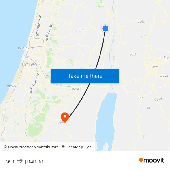 רועי to הר חברון map
