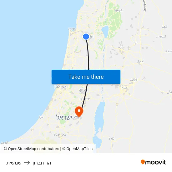 שמשית to הר חברון map