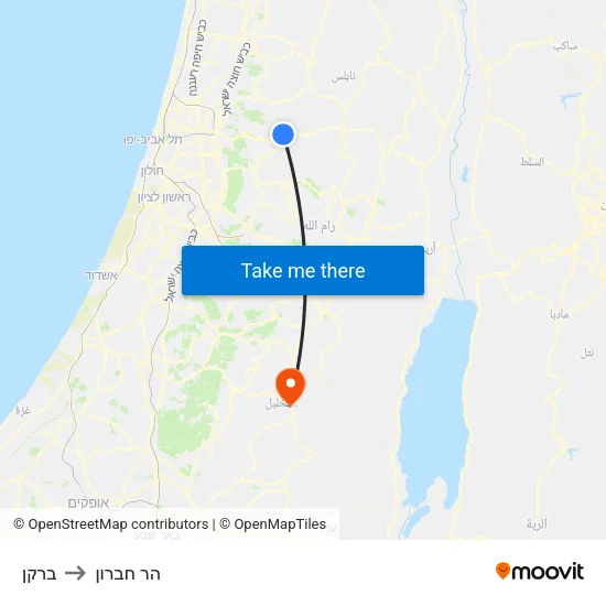 ברקן to הר חברון map