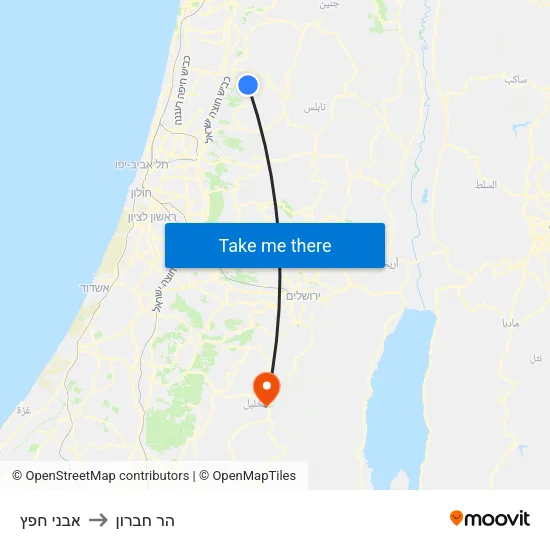 אבני חפץ to הר חברון map
