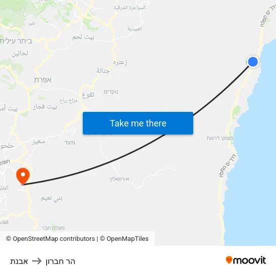 אבנת to הר חברון map