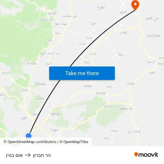 אום בטין to הר חברון map