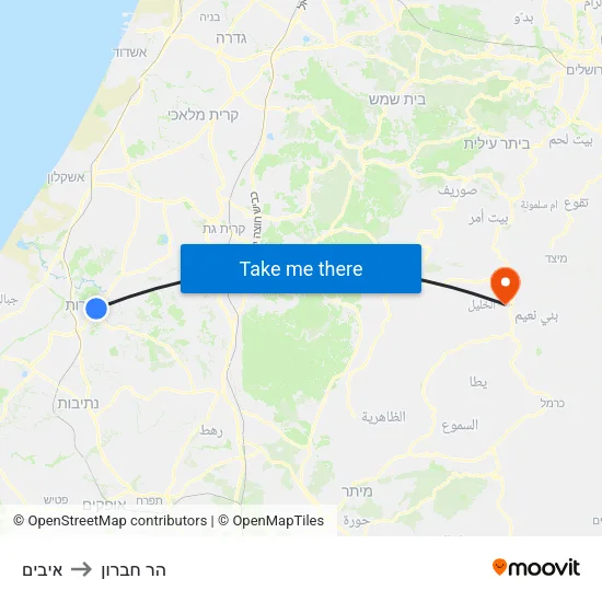 איבים to הר חברון map