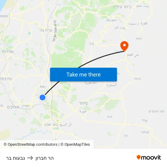 גבעות בר to הר חברון map