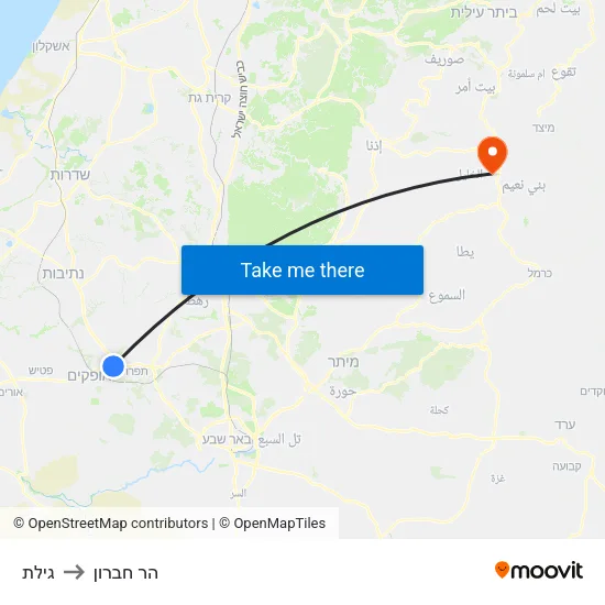 גילת to הר חברון map