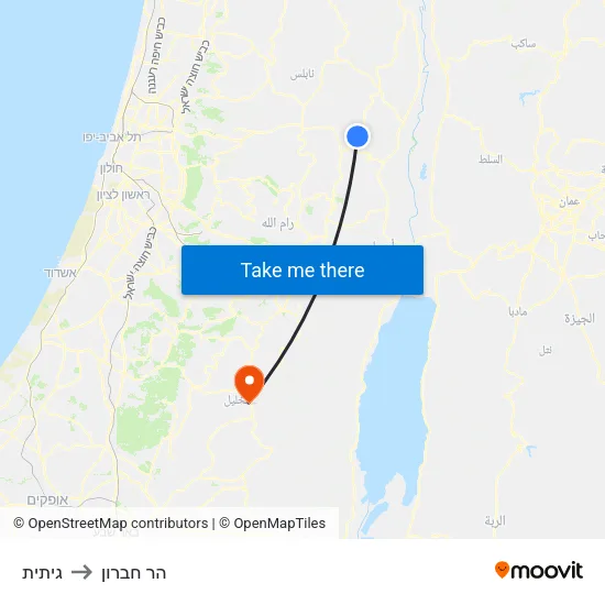 גיתית to הר חברון map