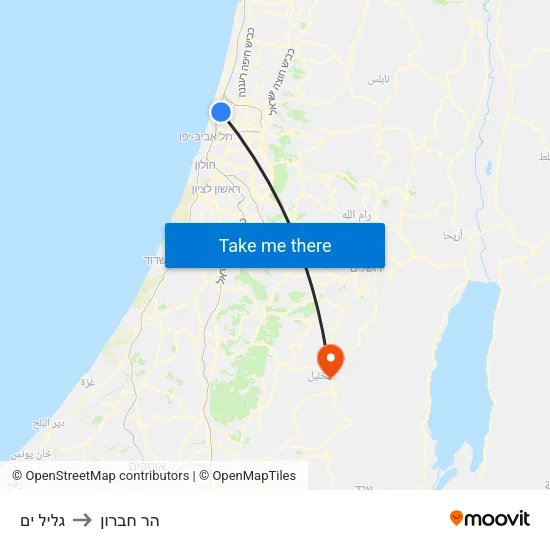 גליל ים to הר חברון map