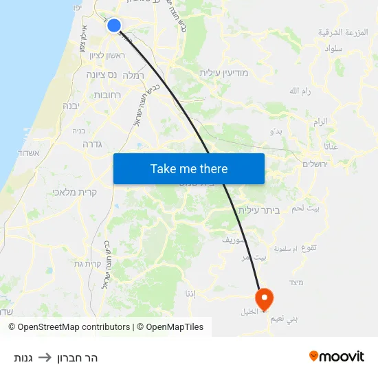 גנות to הר חברון map