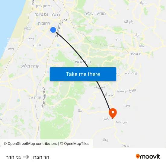 גני הדר to הר חברון map