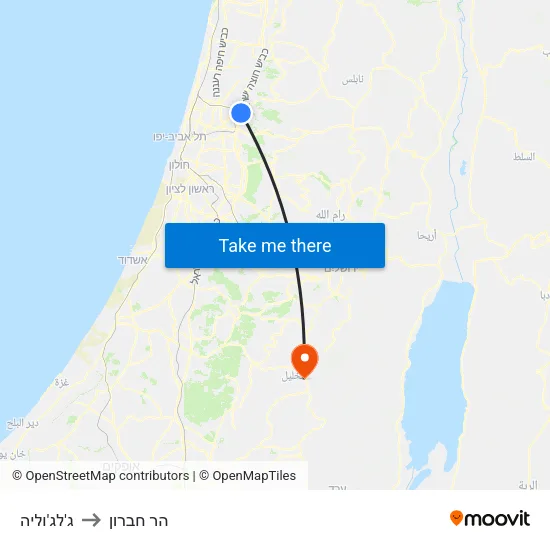 ג'לג'וליה to הר חברון map