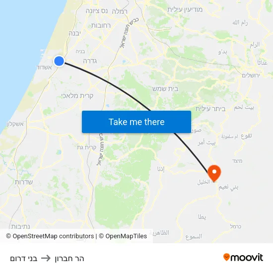 בני דרום to הר חברון map