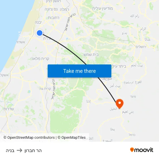 בניה to הר חברון map