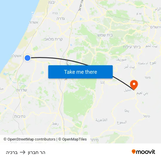 ברכיה to הר חברון map