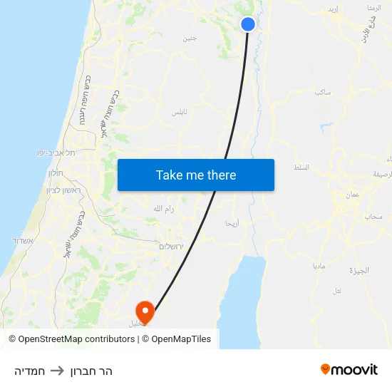 חמדיה to הר חברון map