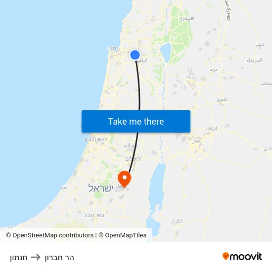 חנתון to הר חברון map