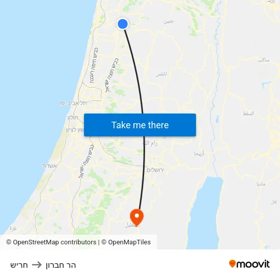 חריש to הר חברון map