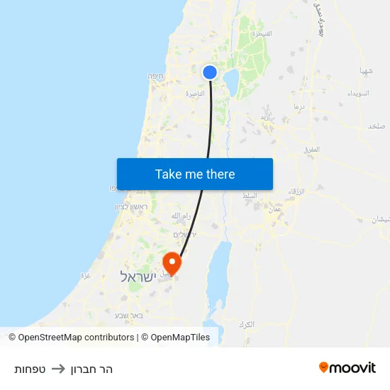 טפחות to הר חברון map