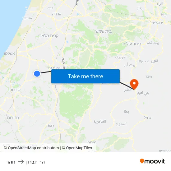 זוהר to הר חברון map