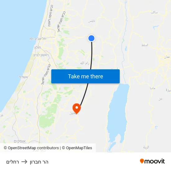 רחלים to הר חברון map