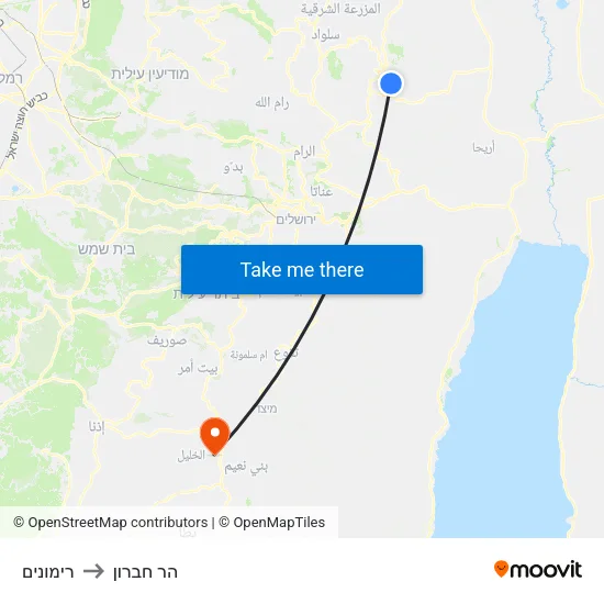 רימונים to הר חברון map