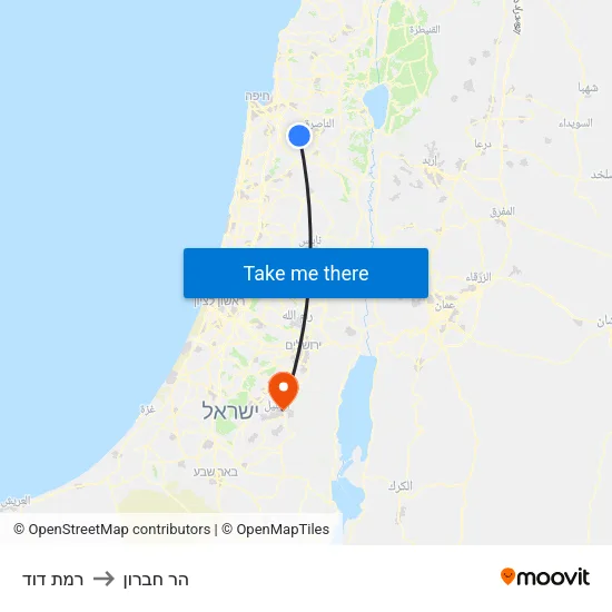רמת דוד to הר חברון map
