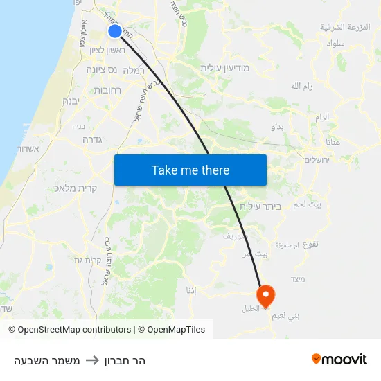 משמר השבעה to הר חברון map