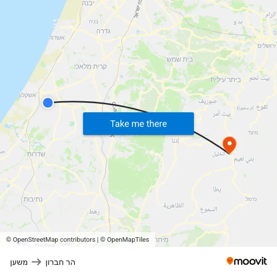 משען to הר חברון map