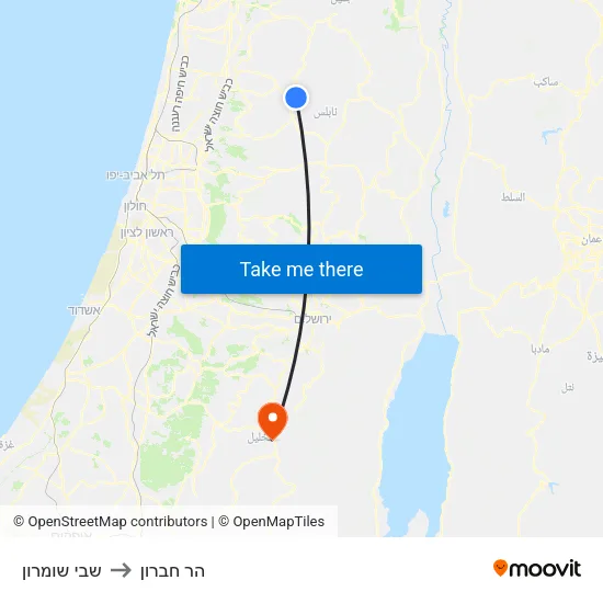 שבי שומרון to הר חברון map