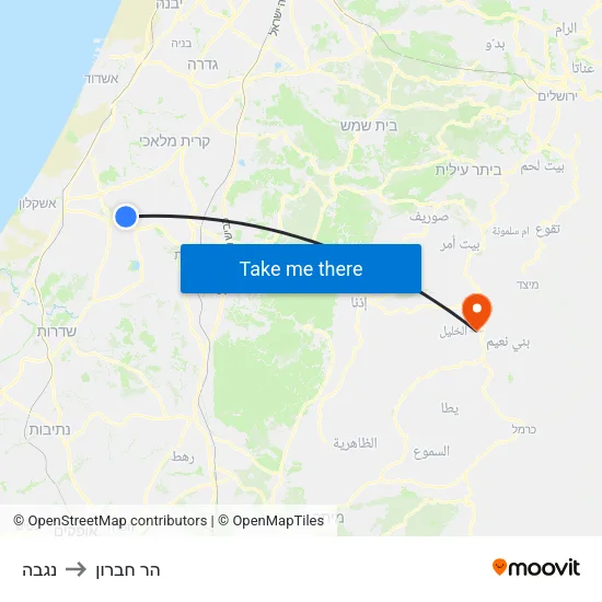 נגבה to הר חברון map