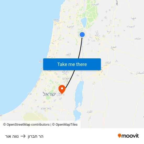 נווה אור to הר חברון map