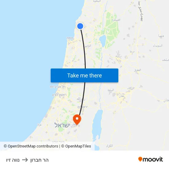 נווה זיו to הר חברון map