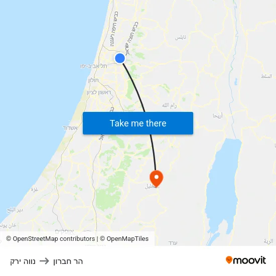 נווה ירק to הר חברון map