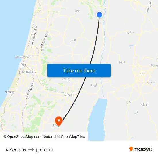 שדה אליהו to הר חברון map