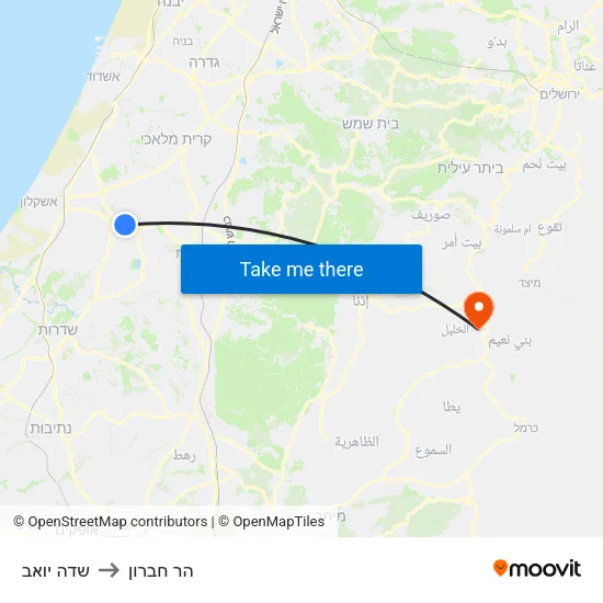 שדה יואב to הר חברון map