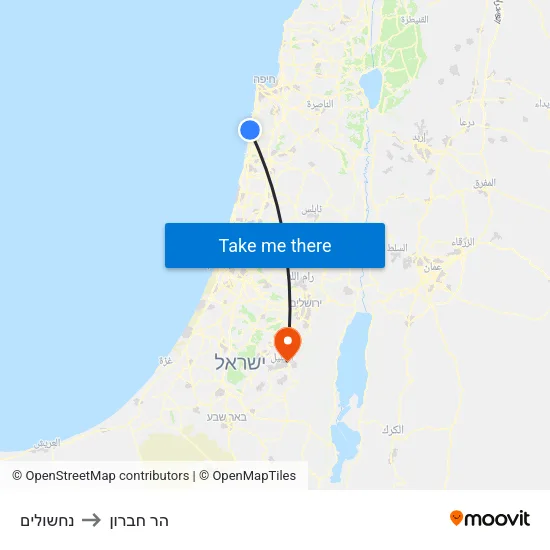 נחשולים to הר חברון map