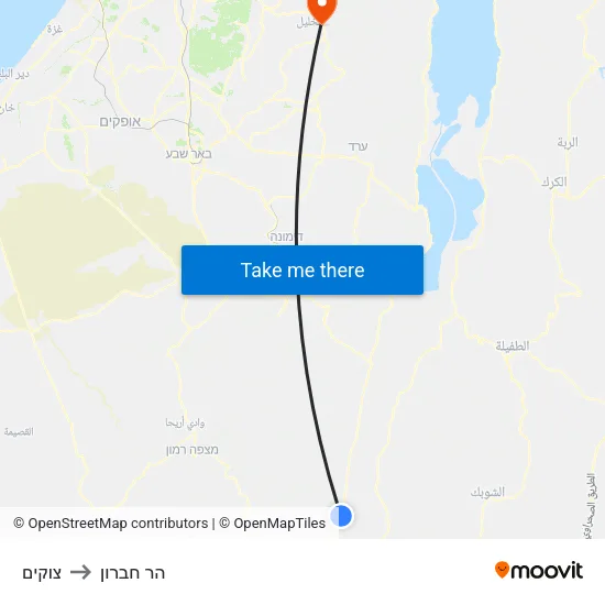 צוקים to הר חברון map