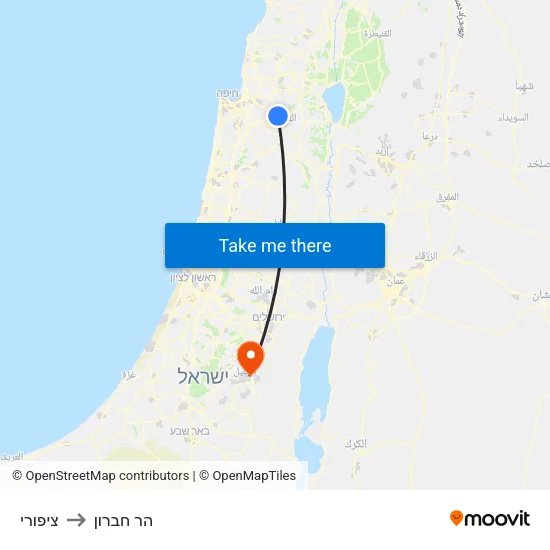 ציפורי to הר חברון map