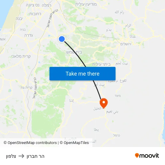 צלפון to הר חברון map