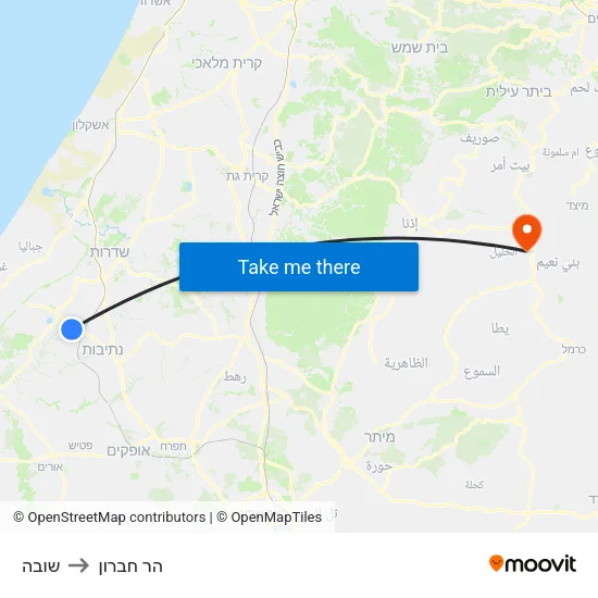 שובה to הר חברון map