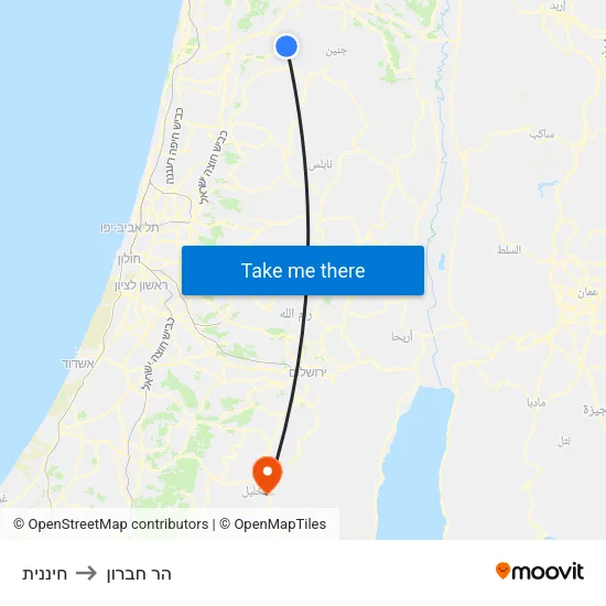 חיננית to הר חברון map