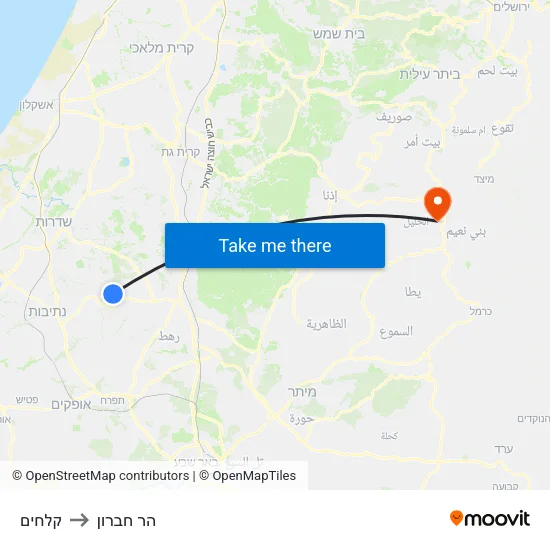 קלחים to הר חברון map
