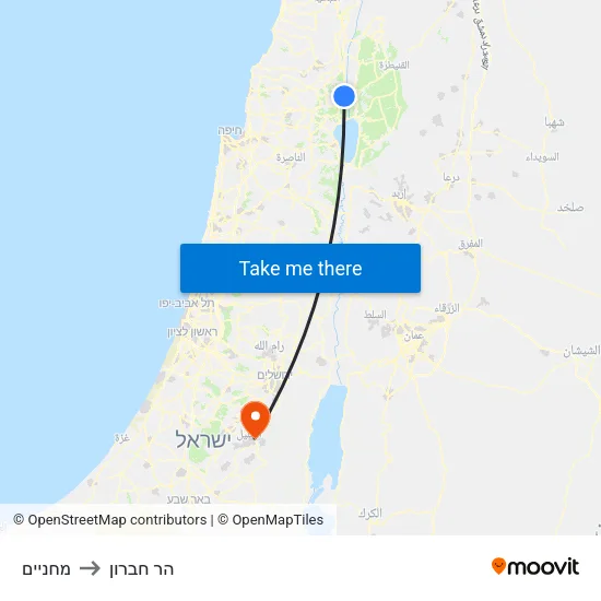 מחניים to הר חברון map