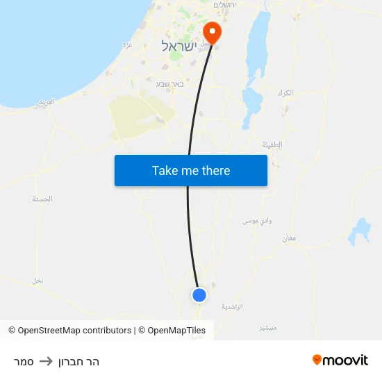 סמר to הר חברון map