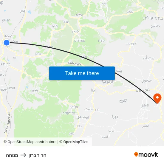 מנוחה to הר חברון map